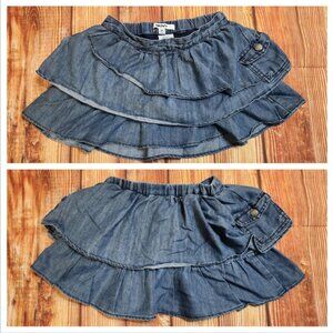 Girls 6X DKNY Blue Ruffle Tiered Scooter Skirt Elastic Waist Skirt Skort